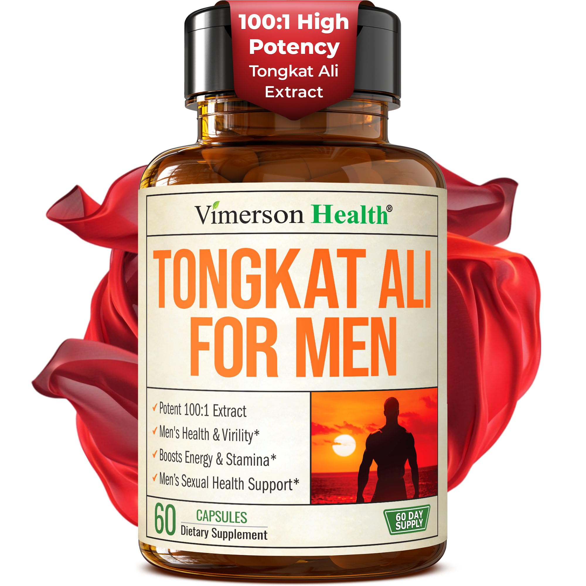 Vimerson Health Tongkat Ali 100:1, cápsulas para energía diaria y rendimiento.