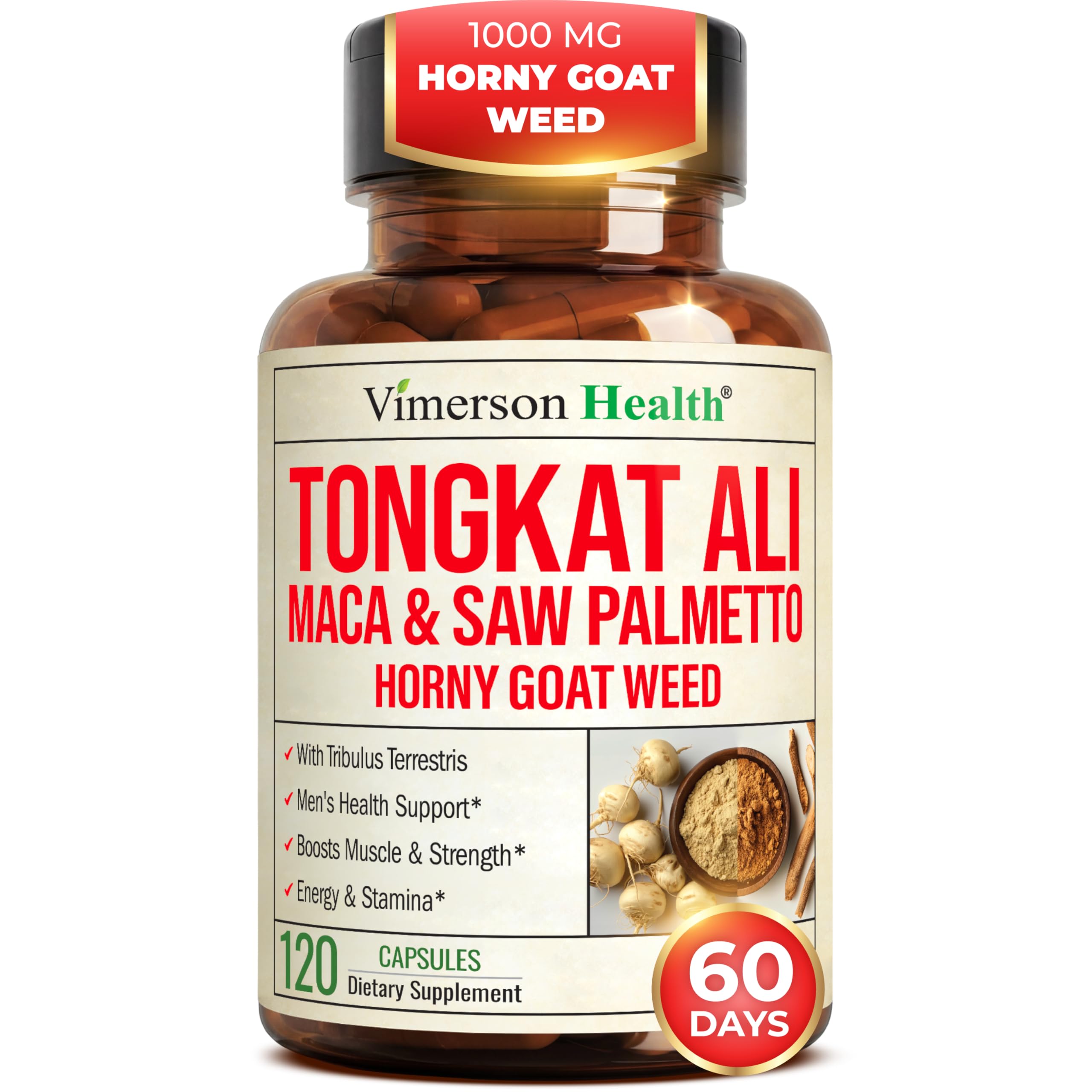 Vimerson Health HornyGoatWeed, botella frontal para energía diaria