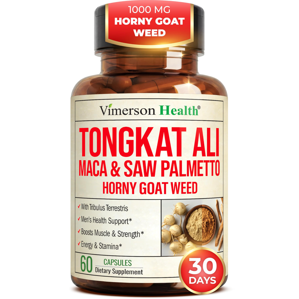 Vimerson HornyGoatWeed cápsulas para uso diario y energía sostenida.