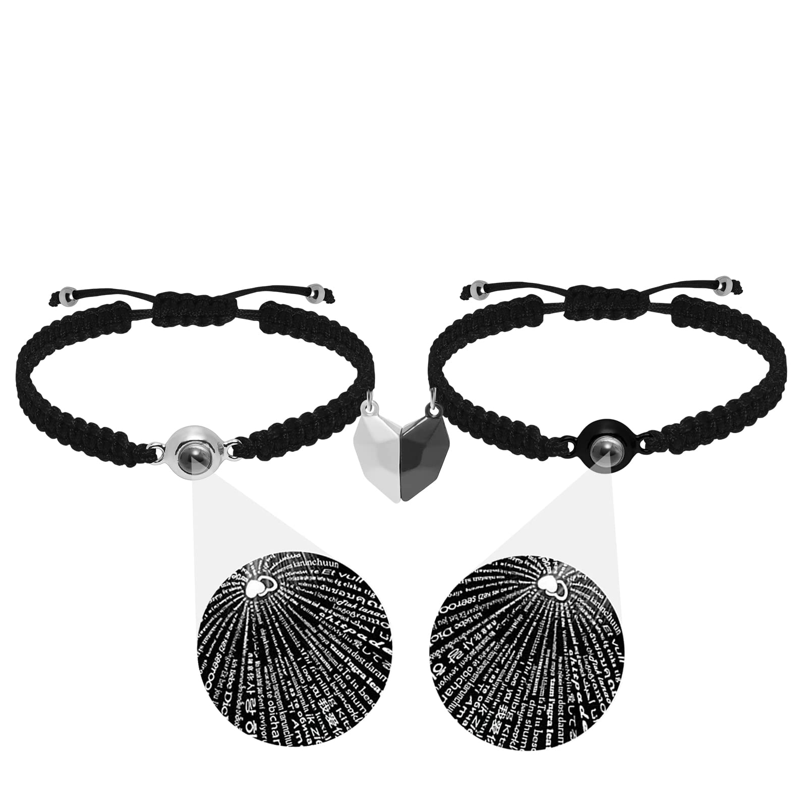 Pulsera Vimiew de amor en 100 lenguajes, diseño magnético para acercar a la pareja.