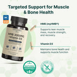 VINATURA HMB 3000mg, porción de dosis, muestra HMB y D3