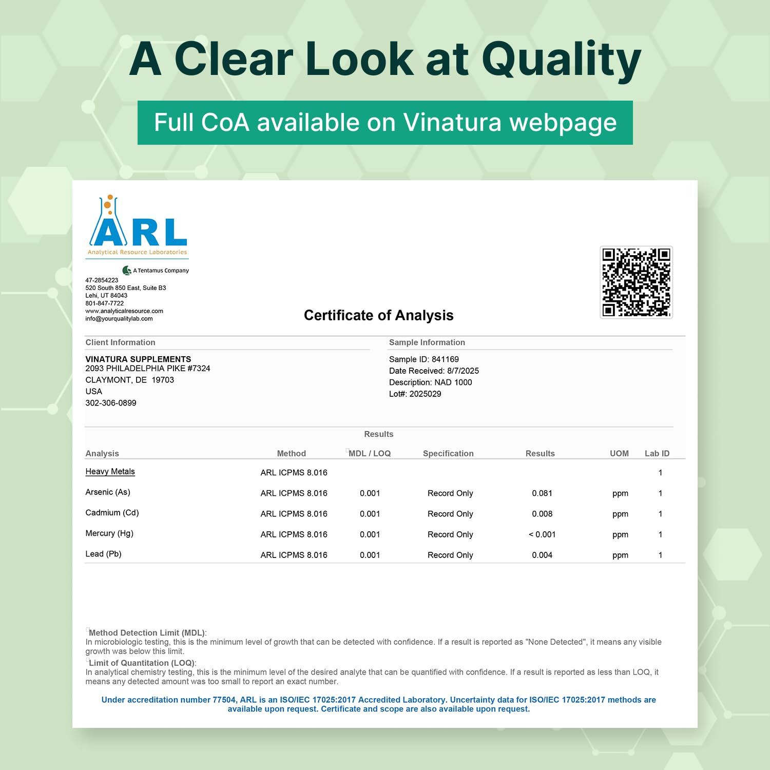 VINATURA NAD 1000mg enfoque en bienestar cognitivo