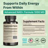 VINATURA NAD 1000mg cápsulas en primer plano, apoyo a energía diaria