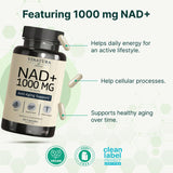 VINATURA NAD 1000mg empaque promocional destacando 60 cápsulas
