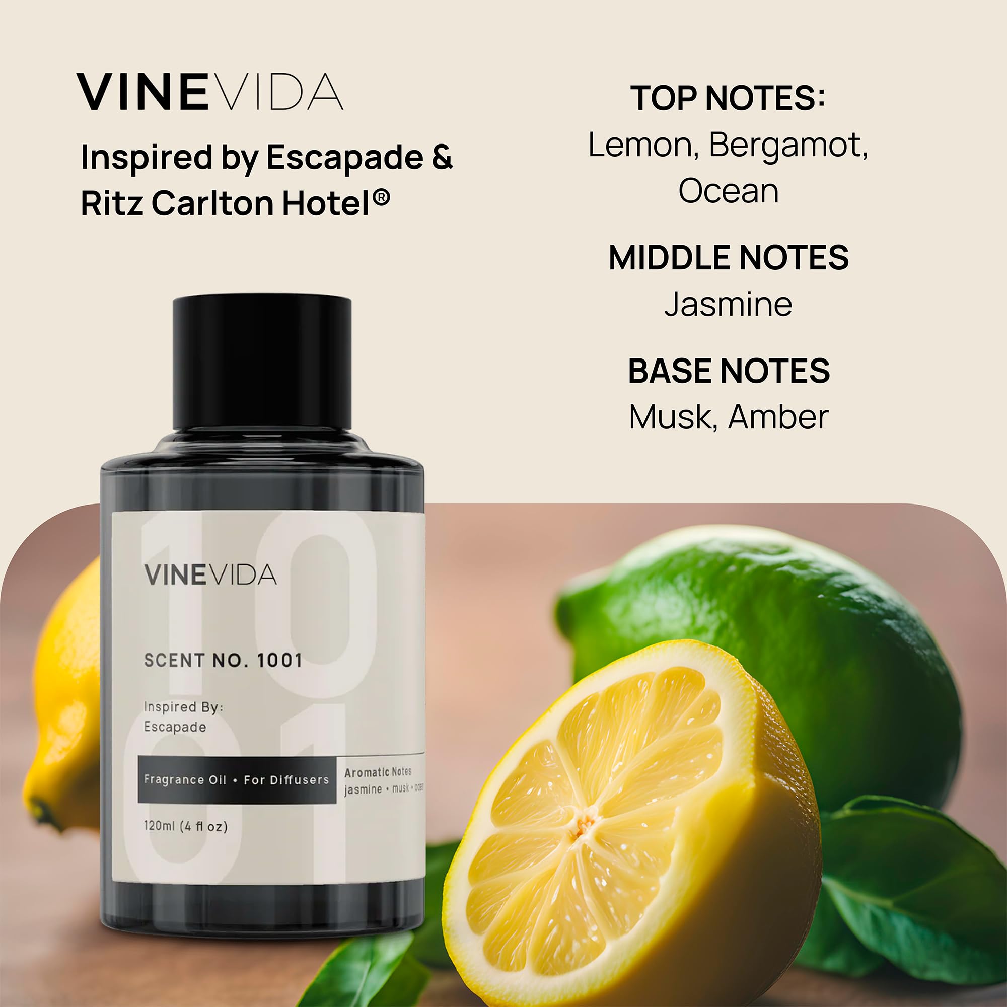 VINEVIDA No.1007 aceite para difusor, notas sofisticadas para dormitorio.