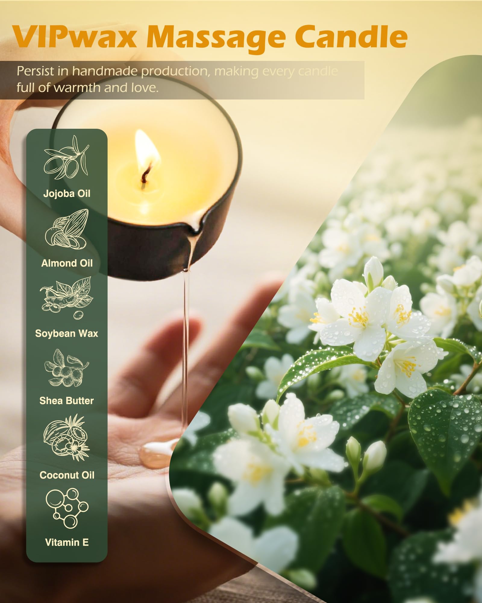 VIPwax derretimiento de cera de soya para masaje, aceite suave