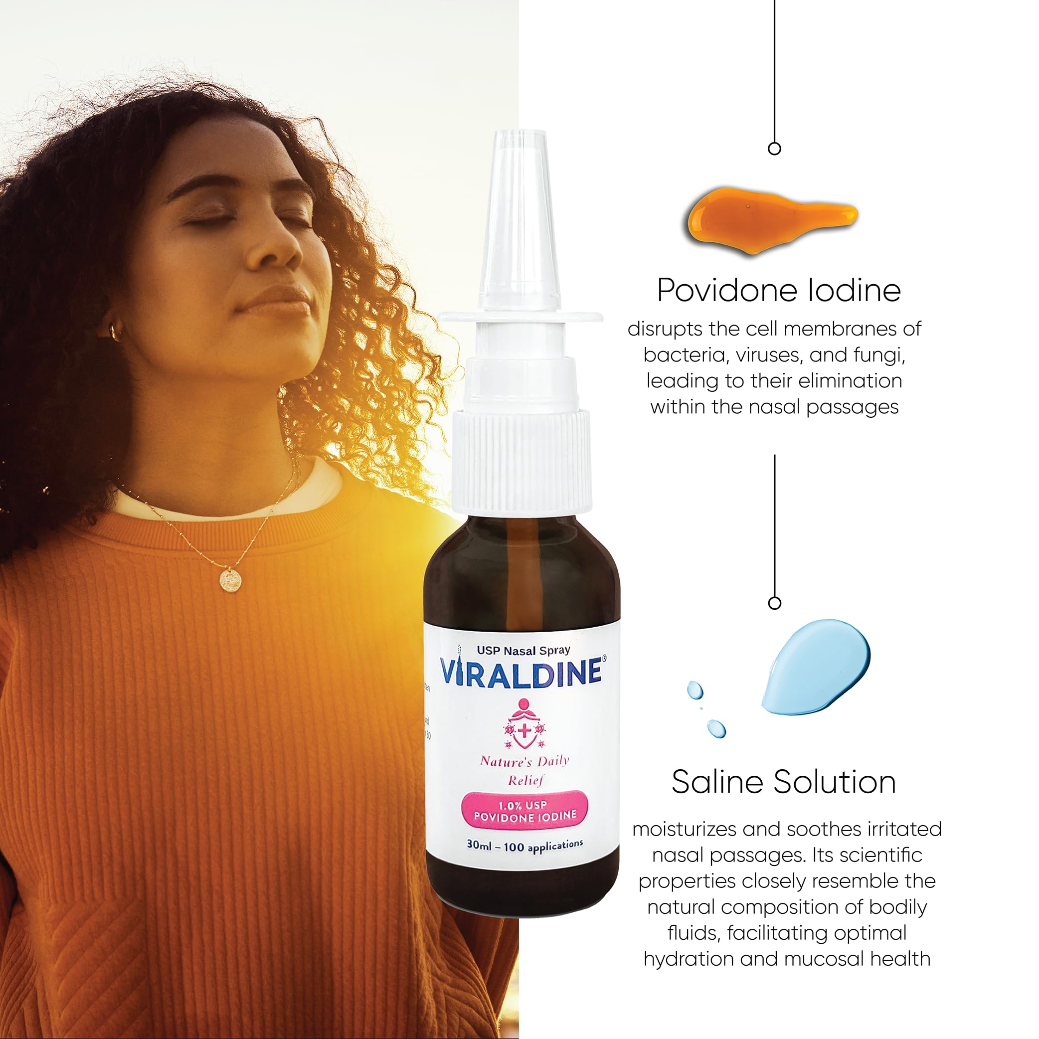 Viraldine, tubo medidor para dosificación constante en sprays.