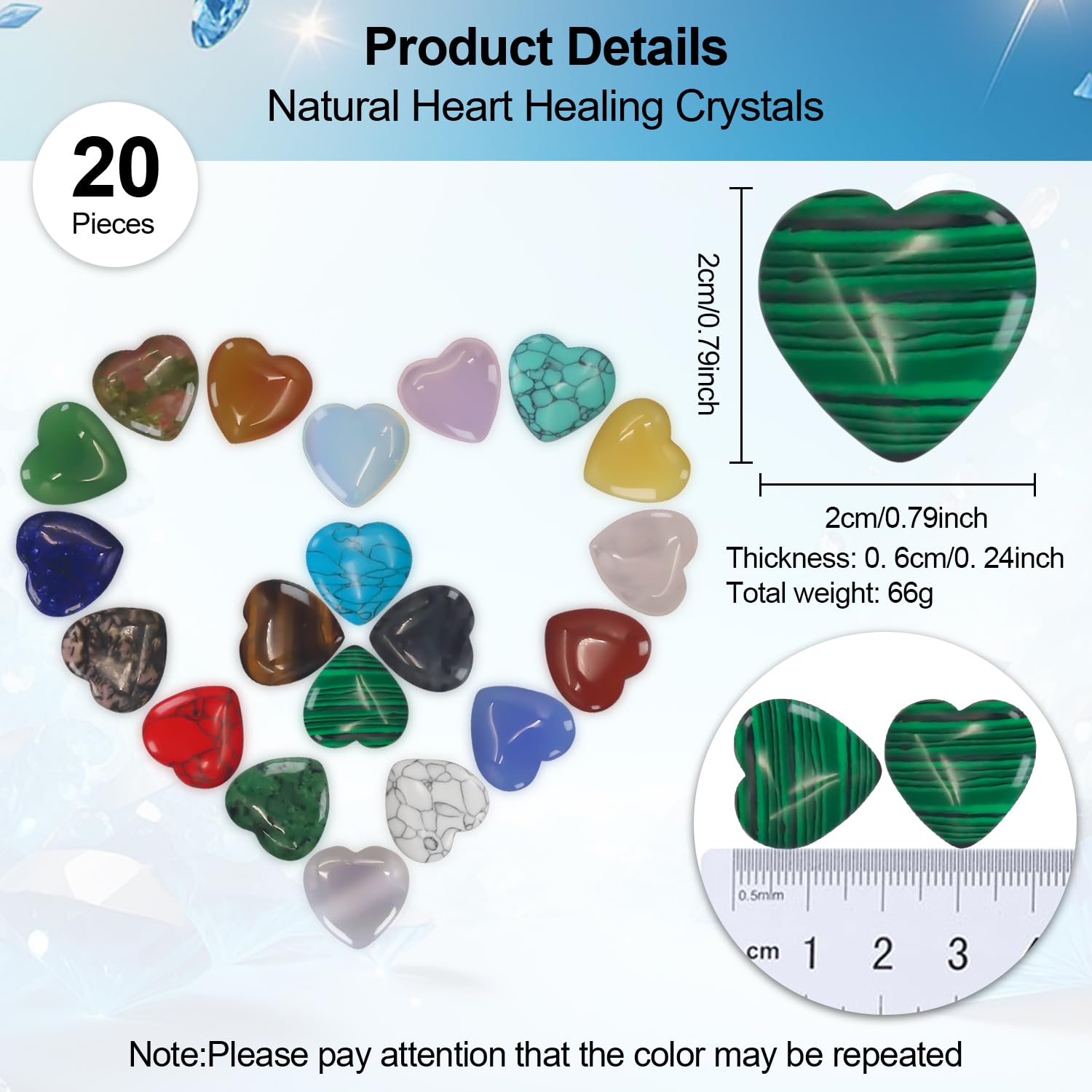 Piedras amatista en forma de corazón de Virekm para concentración y meditación.