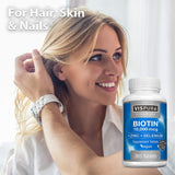 VISPURA Biotina 10000 mcg con Zinc y Selenio, botella para rutina matutina.