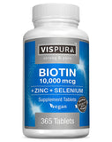 VISPURA Biotina 10000 mcg en caja, presentación limpia para tu rutina diaria.
