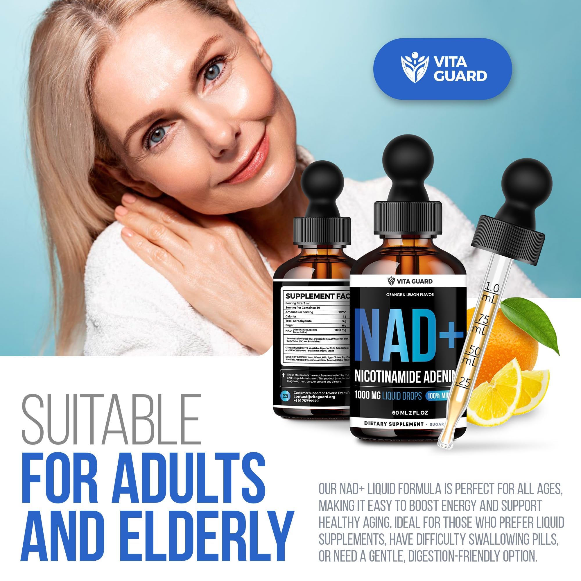 Ingredientes veganos de Vita Guard NAD+, libre de OGM