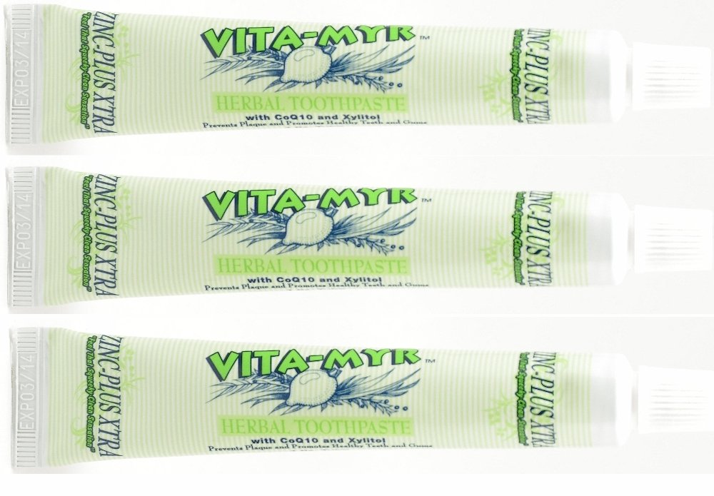 VITA-MYR Zinc Plus, empaque tres unidades para cuidado dental diario sin azúcares