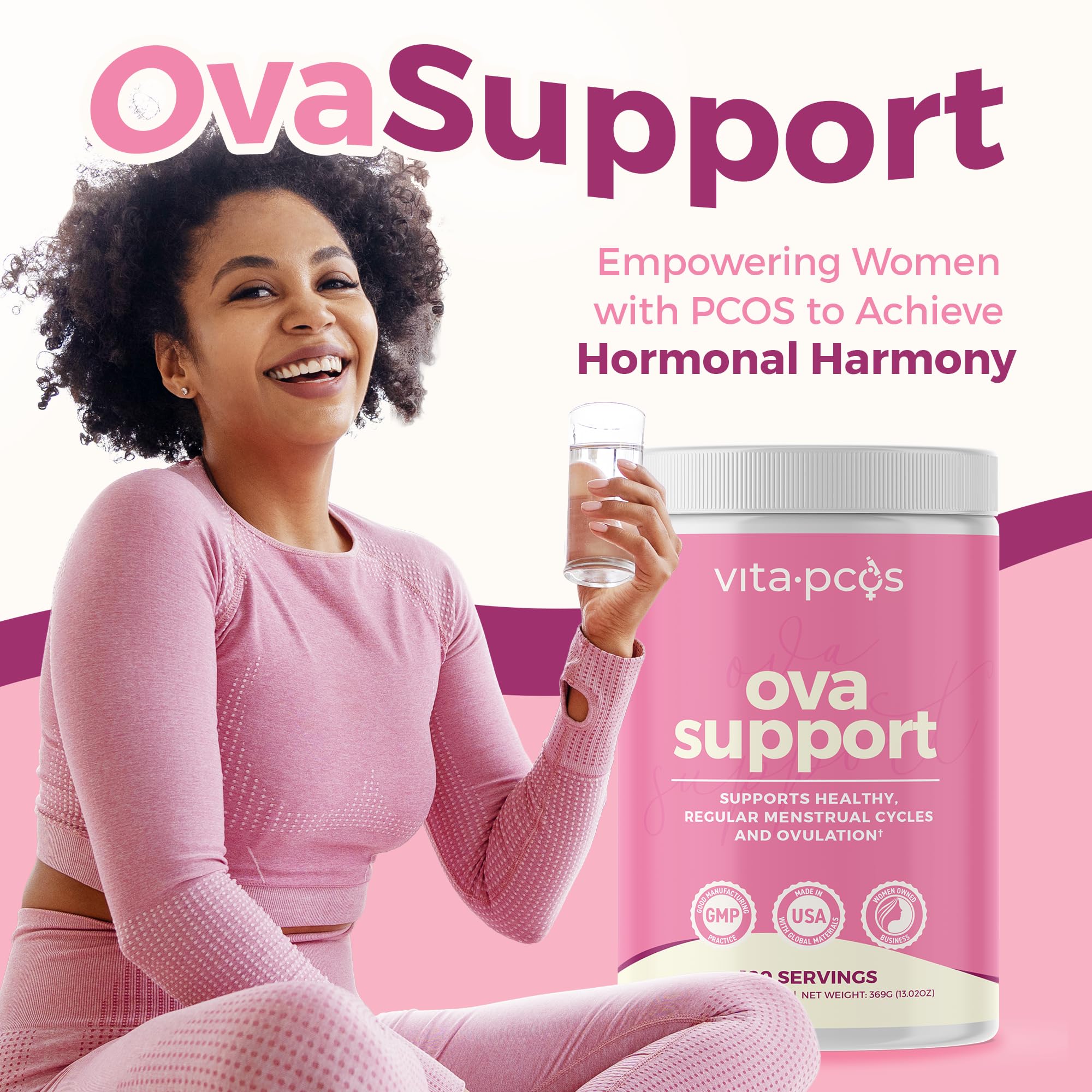 VITA-PCOS mezcla en agua para dosis diaria conveniente.
