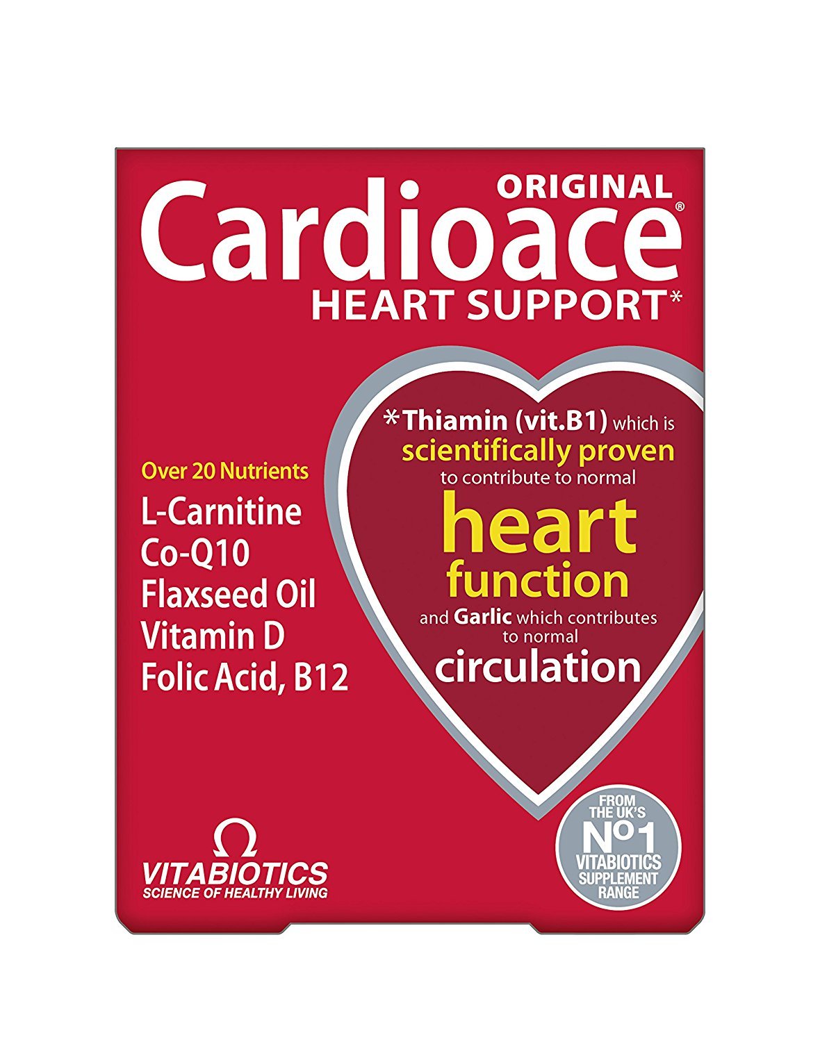 Vitabiotics Cardioace: botella de tabletas para apoyar la salud cardiovascular y la circulación