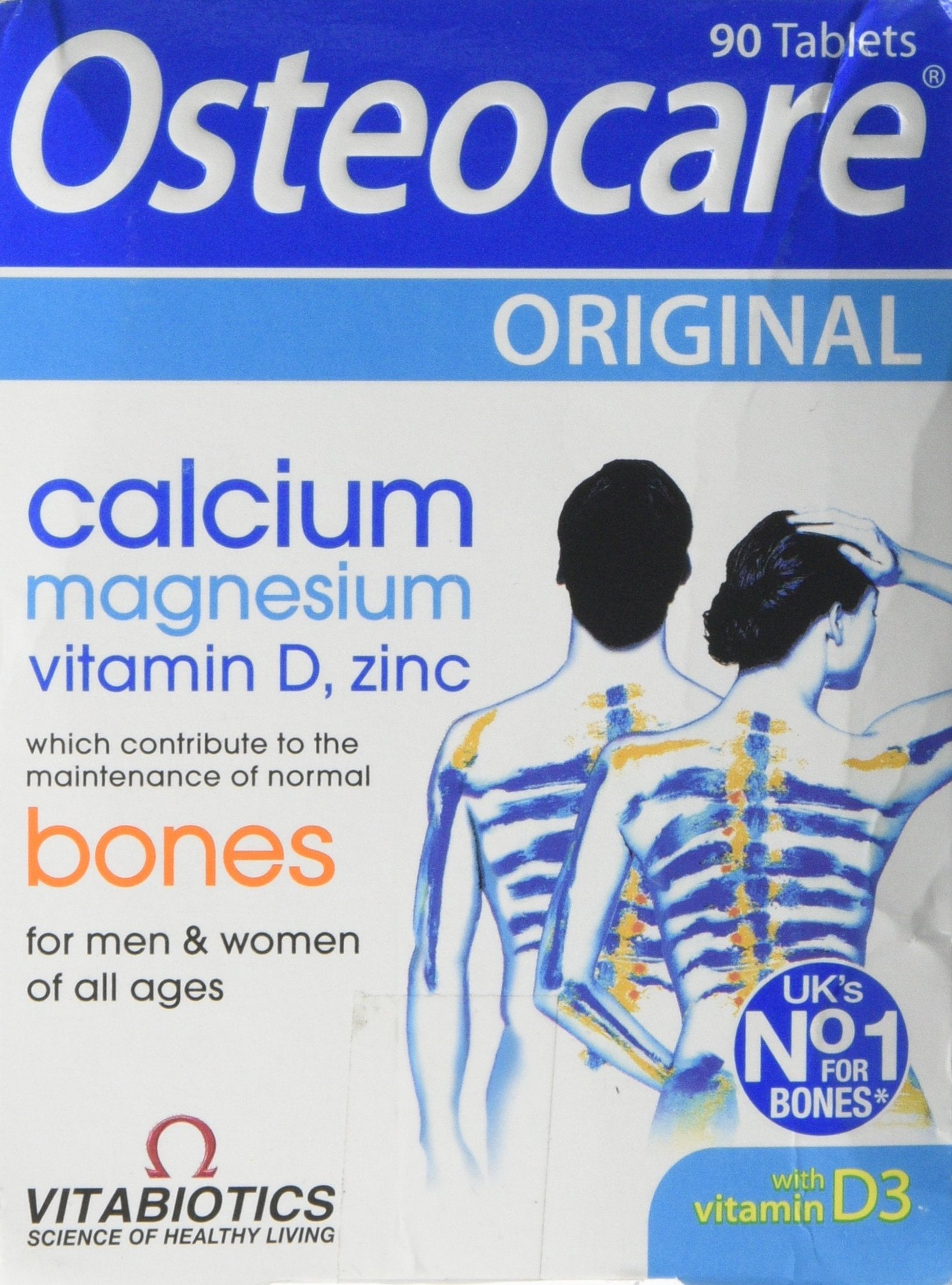 Vitabiotics Osteocare: caja del producto para apoyo a la salud ósea.
