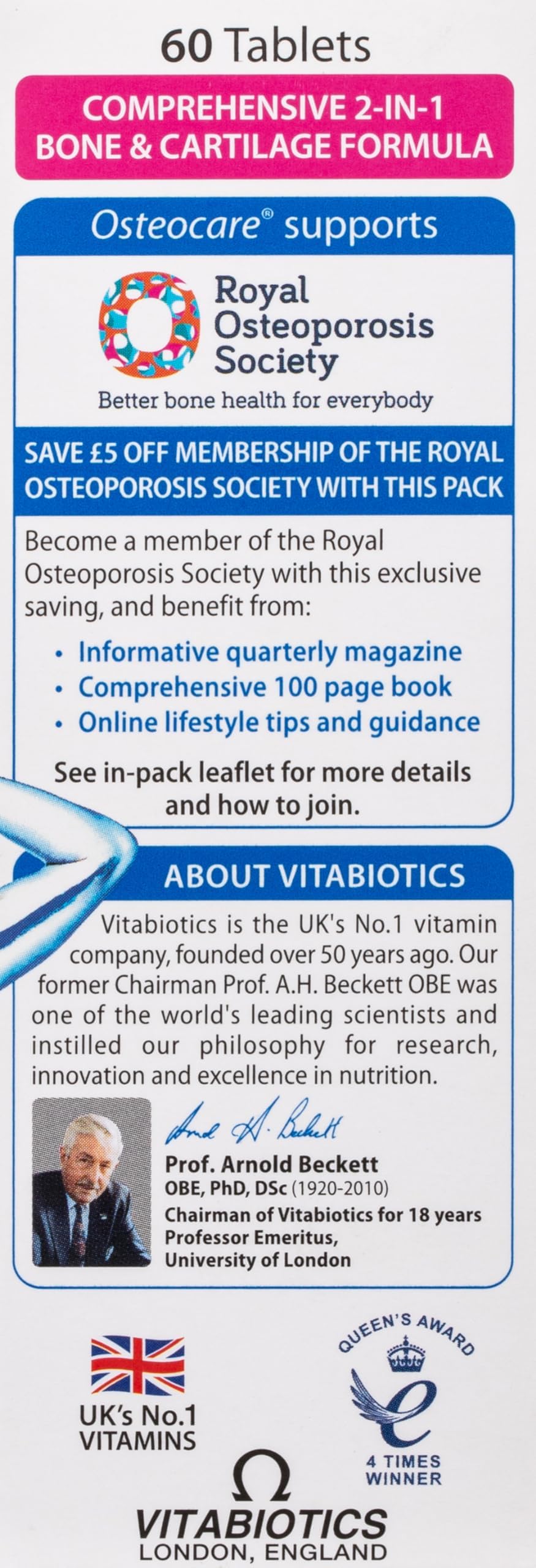 Vitabiotics Osteocare Joint, dosificador preciso para medir la dosis.