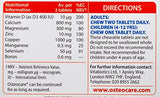 Uso diario de Osteocare Chewable en formato masticable para adultos y niños.