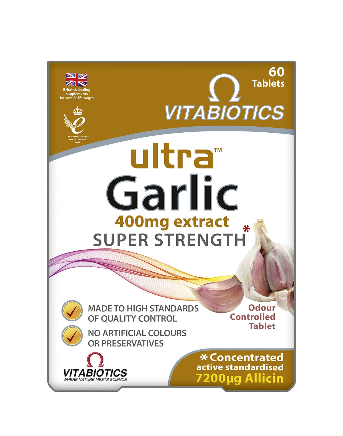 Vitabiotics Ultra Ajo Tabletas, paquete de 60, ideal para uso diario y bienestar.
