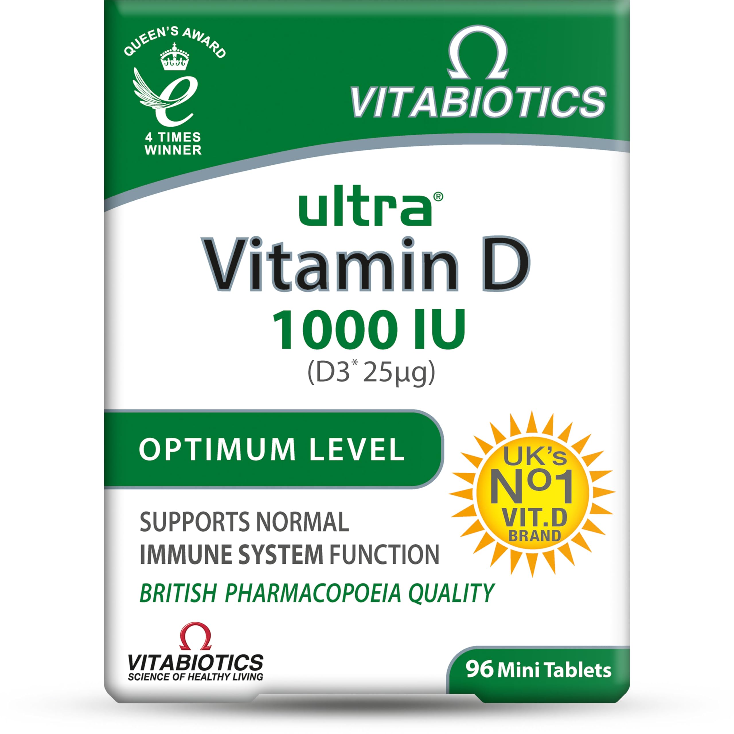 Vitabiotics Ultra tabletas de vitamina D, cápsulas, para el mantenimiento de huesos y dientes normales.