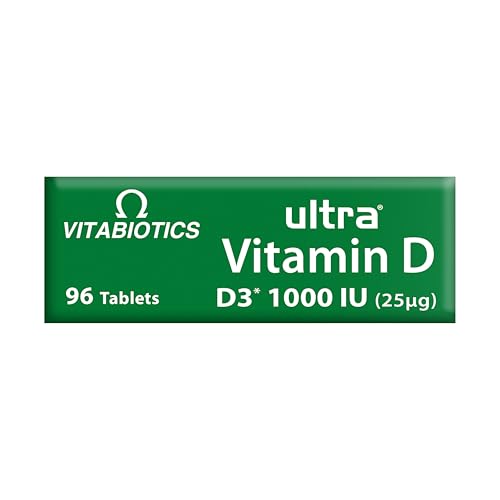 Vitabiotics Ultra tabletas vitamina D para uso diario, respaldando bienestar general.
