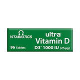 Vitabiotics Ultra tabletas vitamina D para uso diario, respaldando bienestar general.