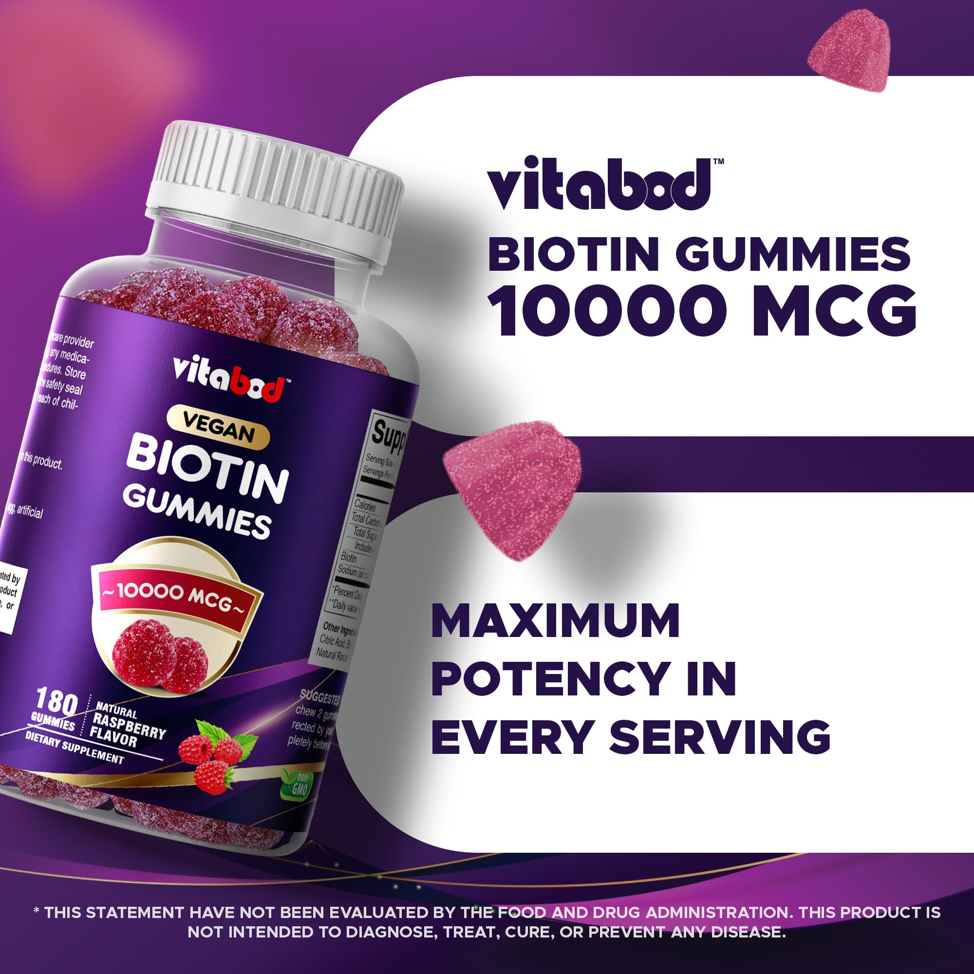 Vitabod Biotin Gomitas, empaque con tapa segura para almacenamiento.