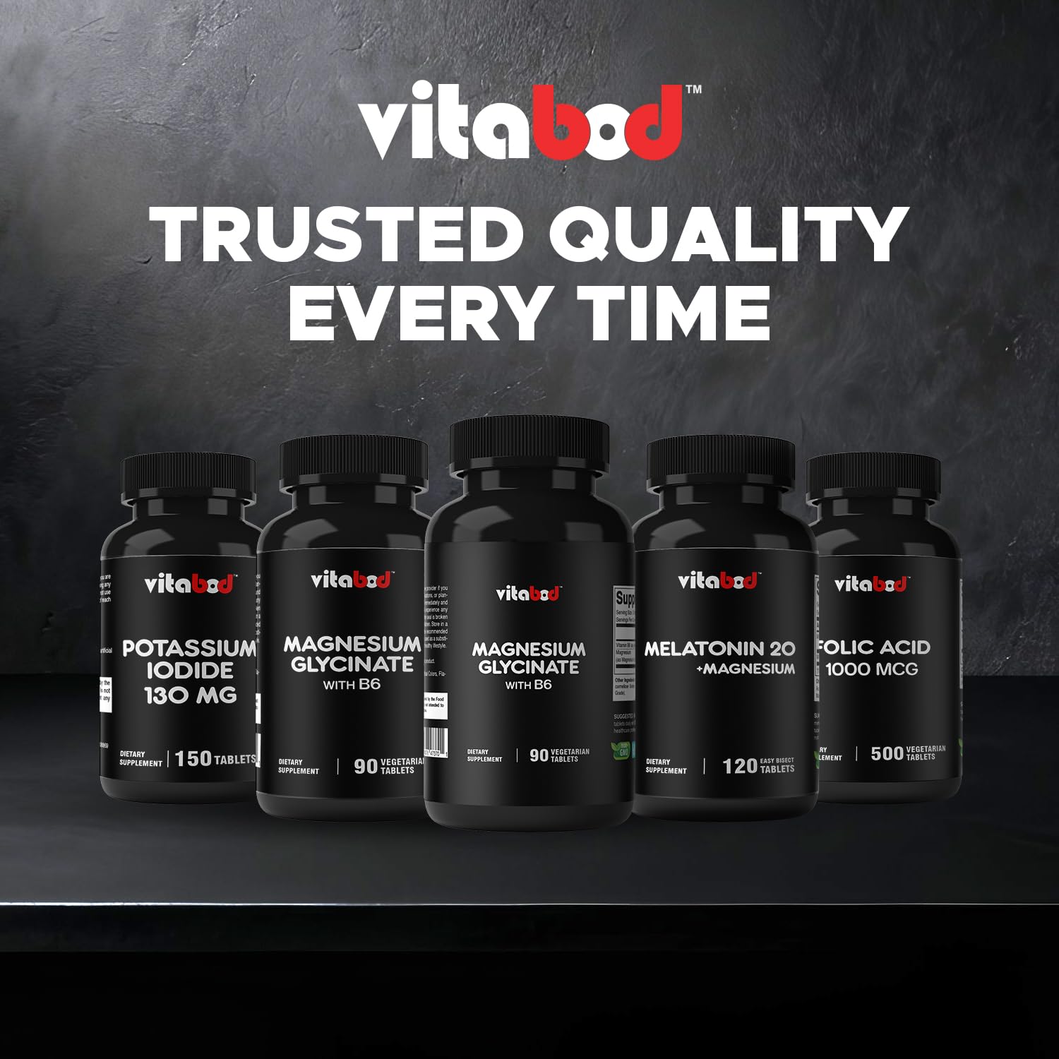 Vitabod Magnesio Glicinato botella cerrada lista para guardar.