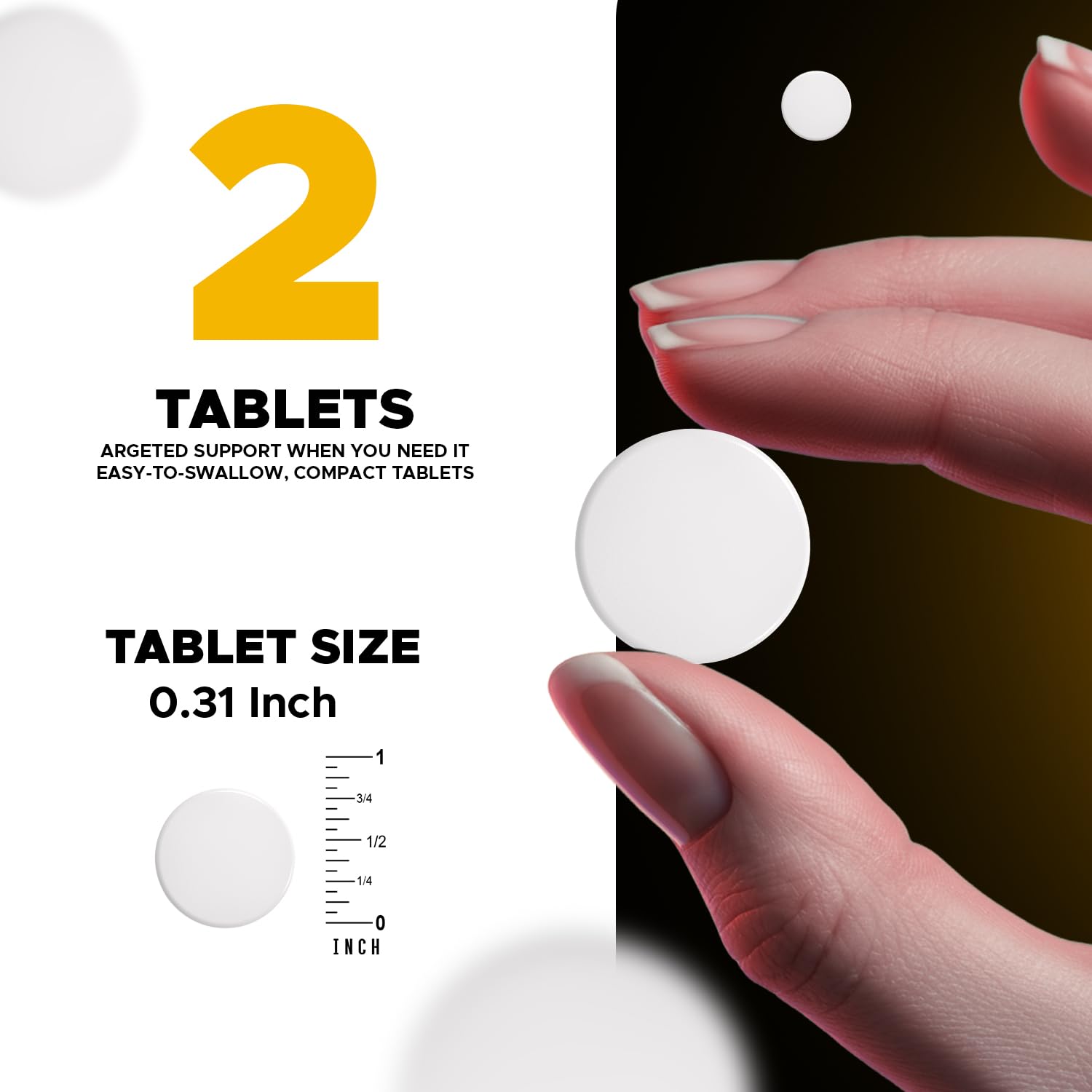 Tabletas Vitabod 130 mg en la mano para observar tamaño