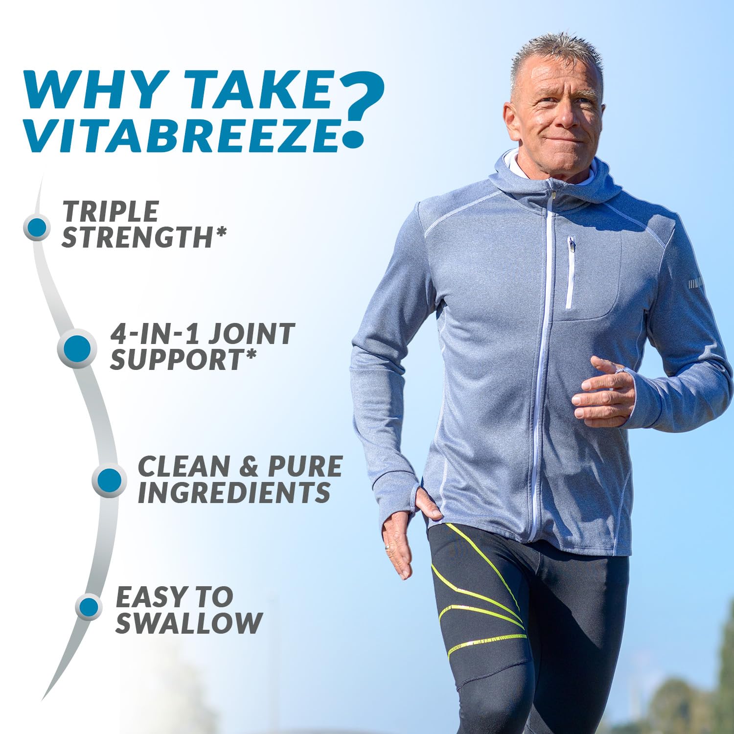 VitaBreeze botella en mano lista para tomar la dosis diaria