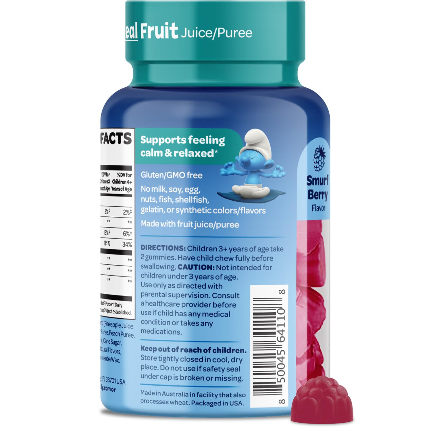 VITABURST Smurfs Kids Calm Gominolas sin GMO, ingredientes más limpios