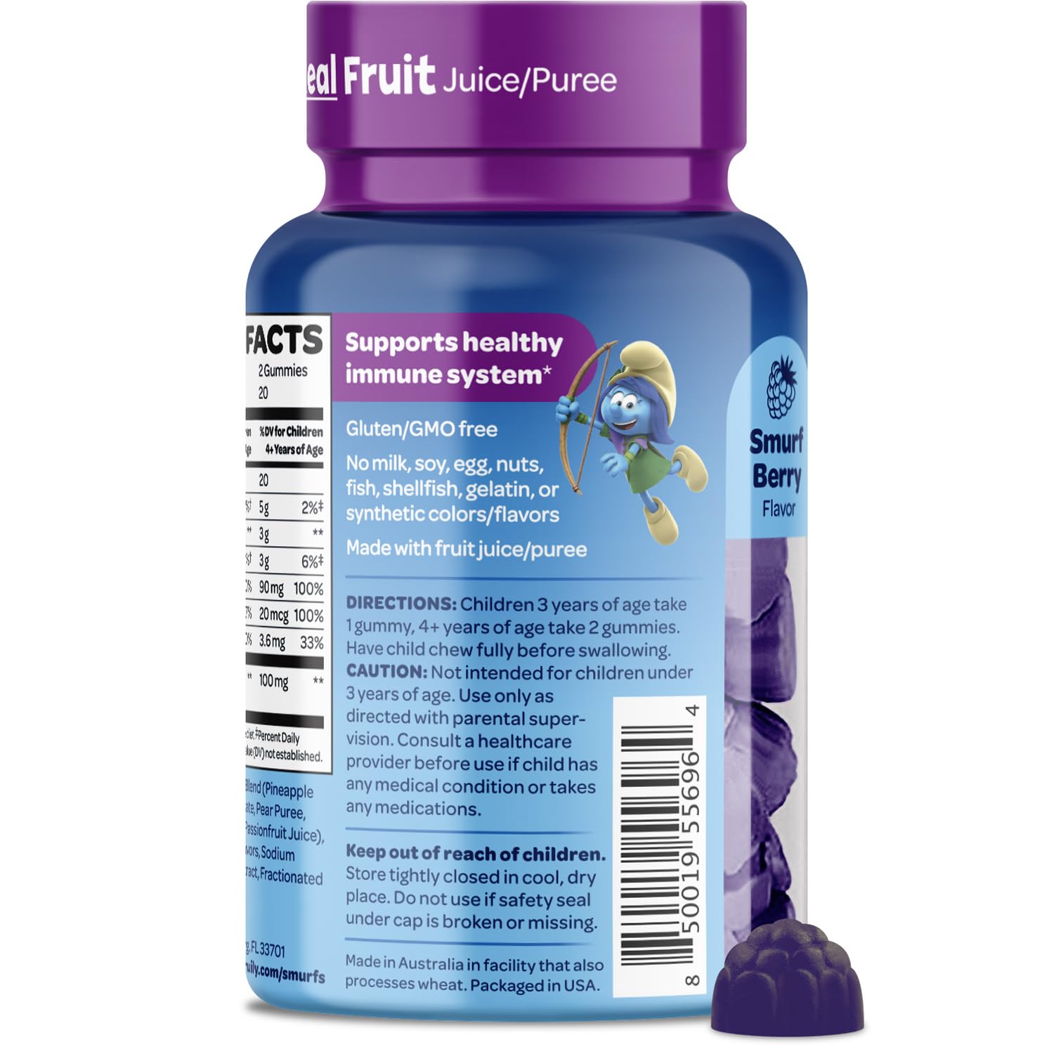 Mezcla de frutas en Vitaburst Smurfs para niños