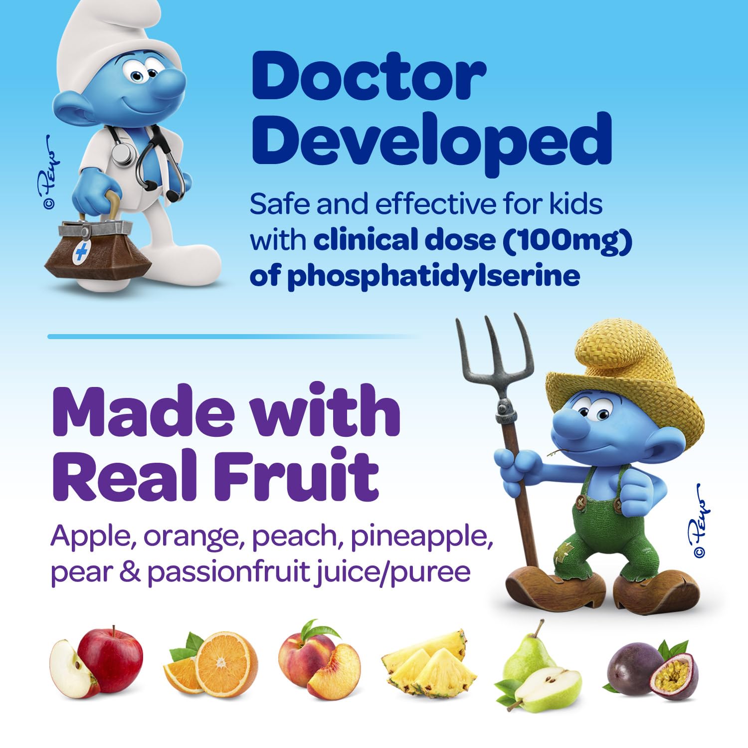 Gomitas Vitaburst Smurfs, sin gluten ni OGM, aptas para dietas