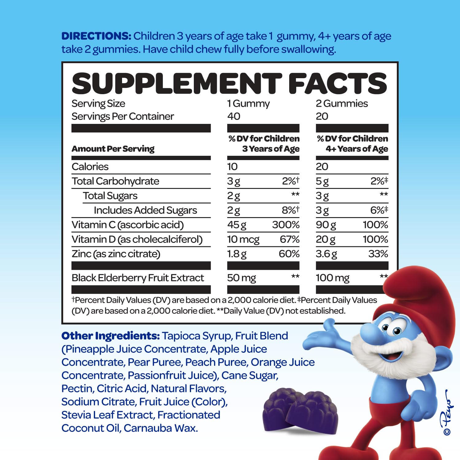 Vitaburst Smurfs con vitamina C y zinc para apoyo diario