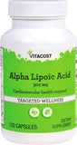 Vitacost ácido alfa-lipoico, frasco de 120 cápsulas, apoyo antioxidante diario.