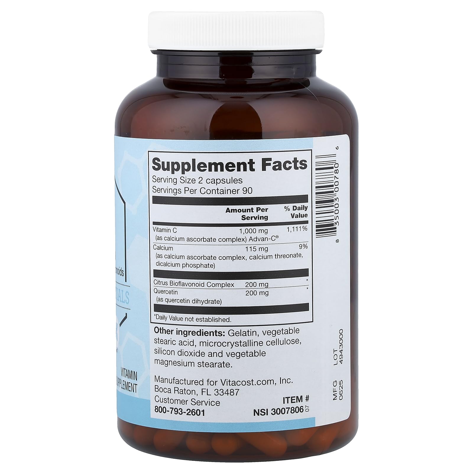 Vitacost Advan-C cápsulas para uso diario, suave para el estómago y apoyo antioxidante