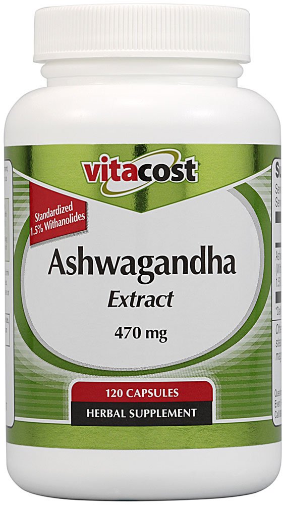Vitacost Ashwagandha Extract: cápsulas de 470 mg para apoyo al equilibrio emocional.