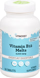 Vitacost B12 2000 mcg, tabletas sublinguales, sabor frambuesa-durazno para energía.