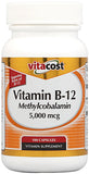 Vitacost B-12 Metilcobalamina, cápsulas de 5000 mcg para energía diaria.