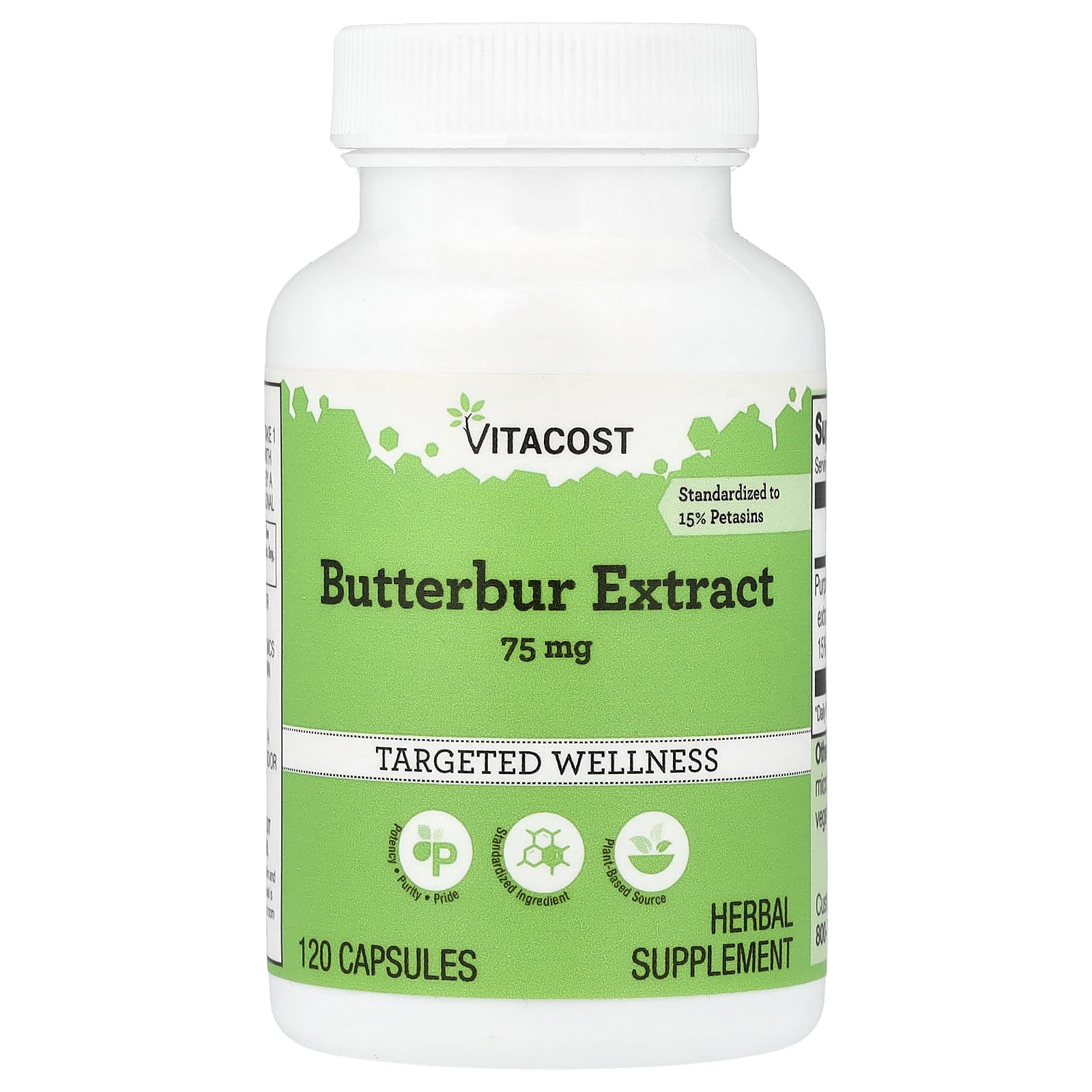 Vitacost Butterbur Extract en cápsulas de 75 mg para comodidad diaria
