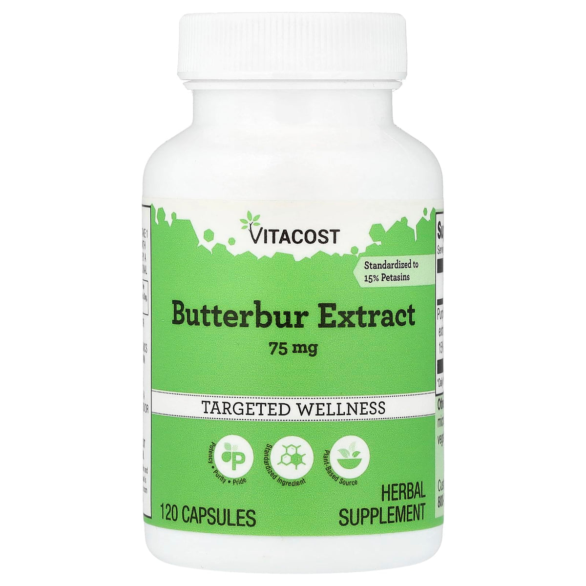 Vitacost Butterbur Extract en cápsulas de 75 mg para comodidad diaria