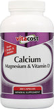 Vitacost Calcium Magnesium y D en cápsulas en botella, apoyo a la salud ósea.