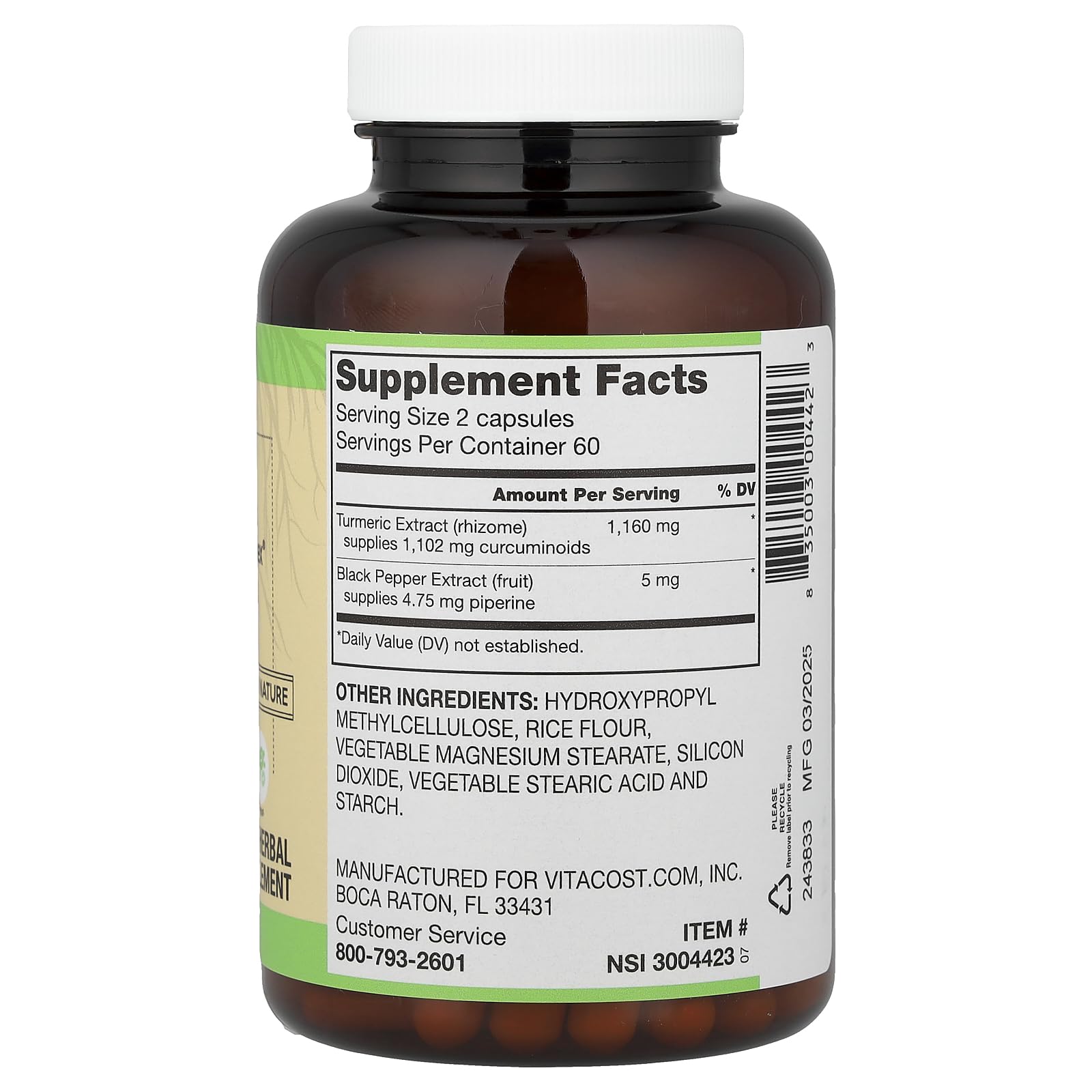 Vitacost cúrcuma con curcuminoides C3 Complex, cápsulas de 120, absorción potencial de nutrientes