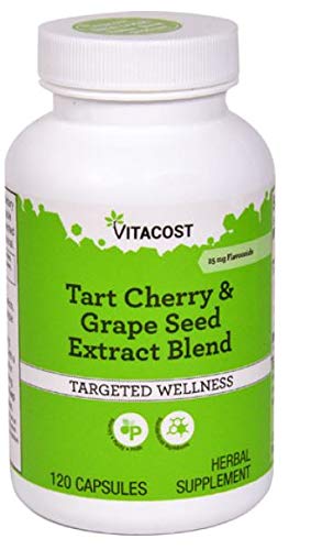 Vitacost mezcla cereza acida y extracto de semilla de uva, botella vertida, apoyo antioxidante diario