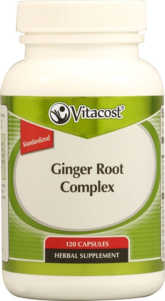 Vitacost Complejo de Raíz de Jengibre cápsulas con 5% de compuestos activos para apoyar el bienestar diario.