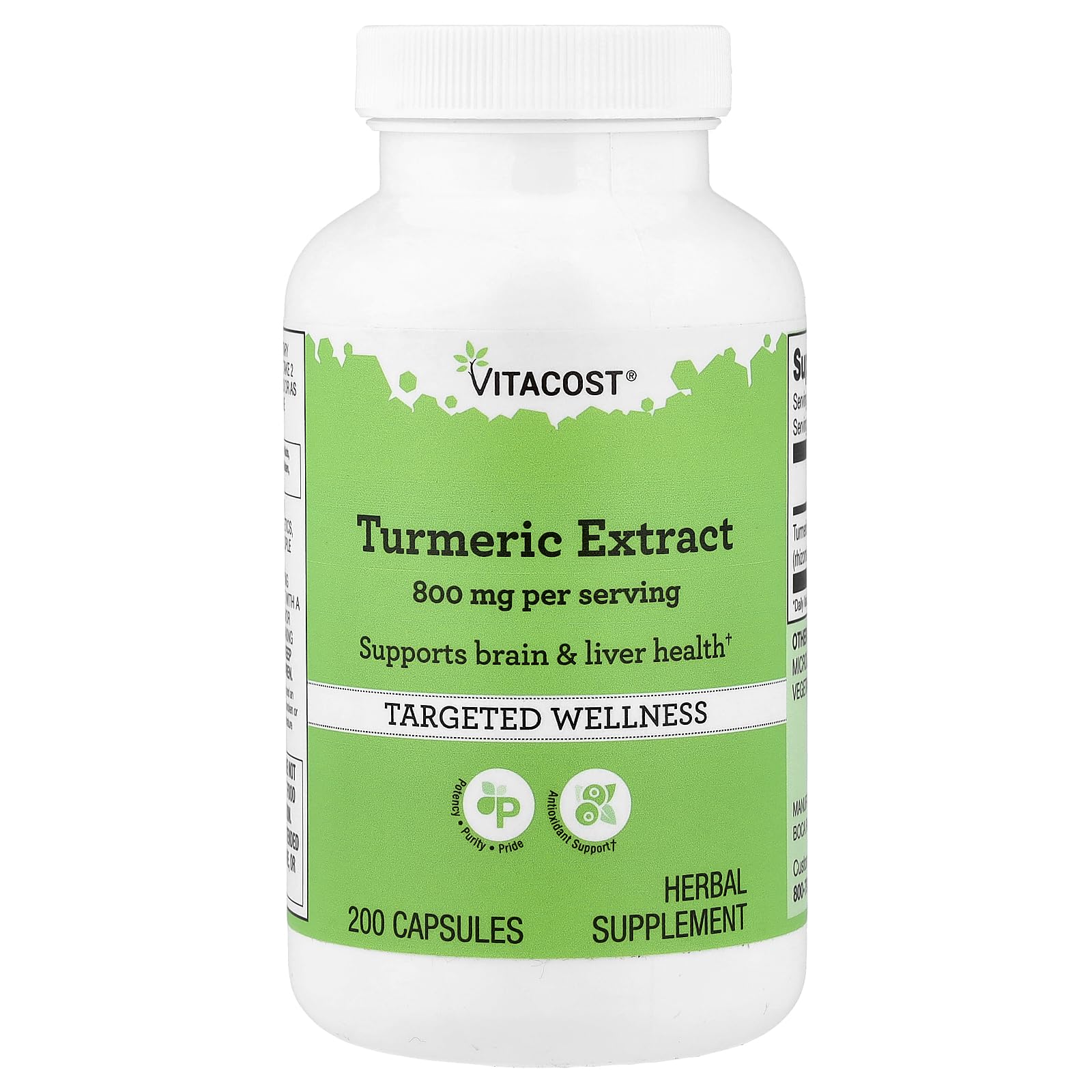 Vitacost extracto de cúrcuma 800 mg, envase visible, posible apoyo a la inflamación saludable