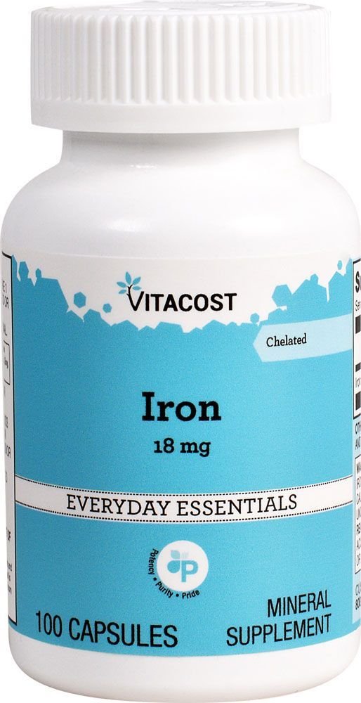 Vitacost Hierro 18 mg en cápsula para apoyo diario de hierro