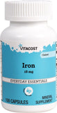 Vitacost Hierro 18 mg en cápsula para apoyo diario de hierro