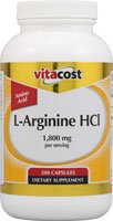 Vitacost L-arginina HCl, botella vertido, apoyo a la circulación saludable