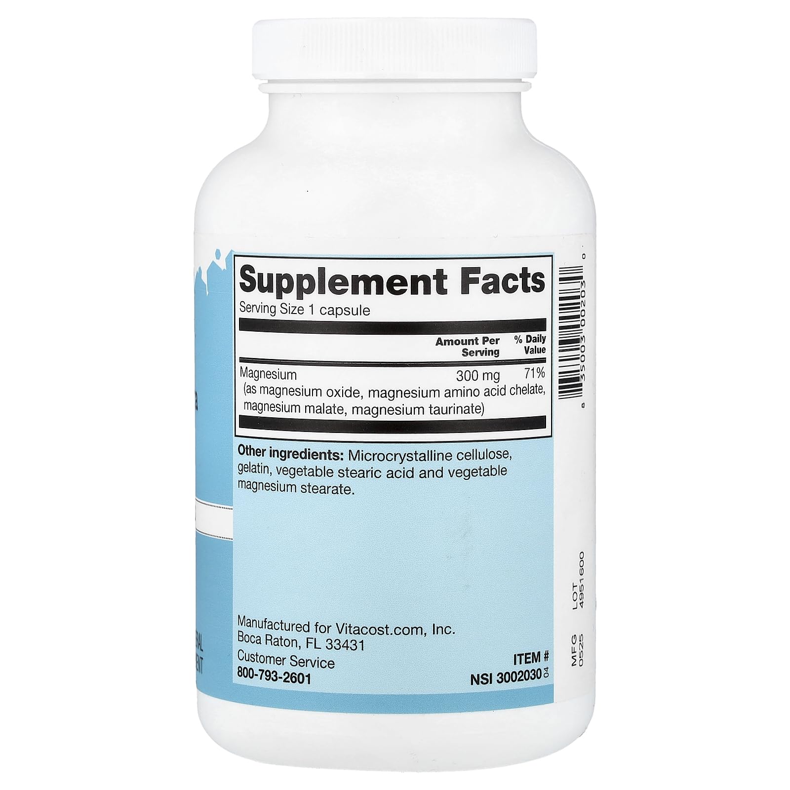 Vitacost Magnesium Ultra en botella, cápsulas sin sabor para la toma diaria