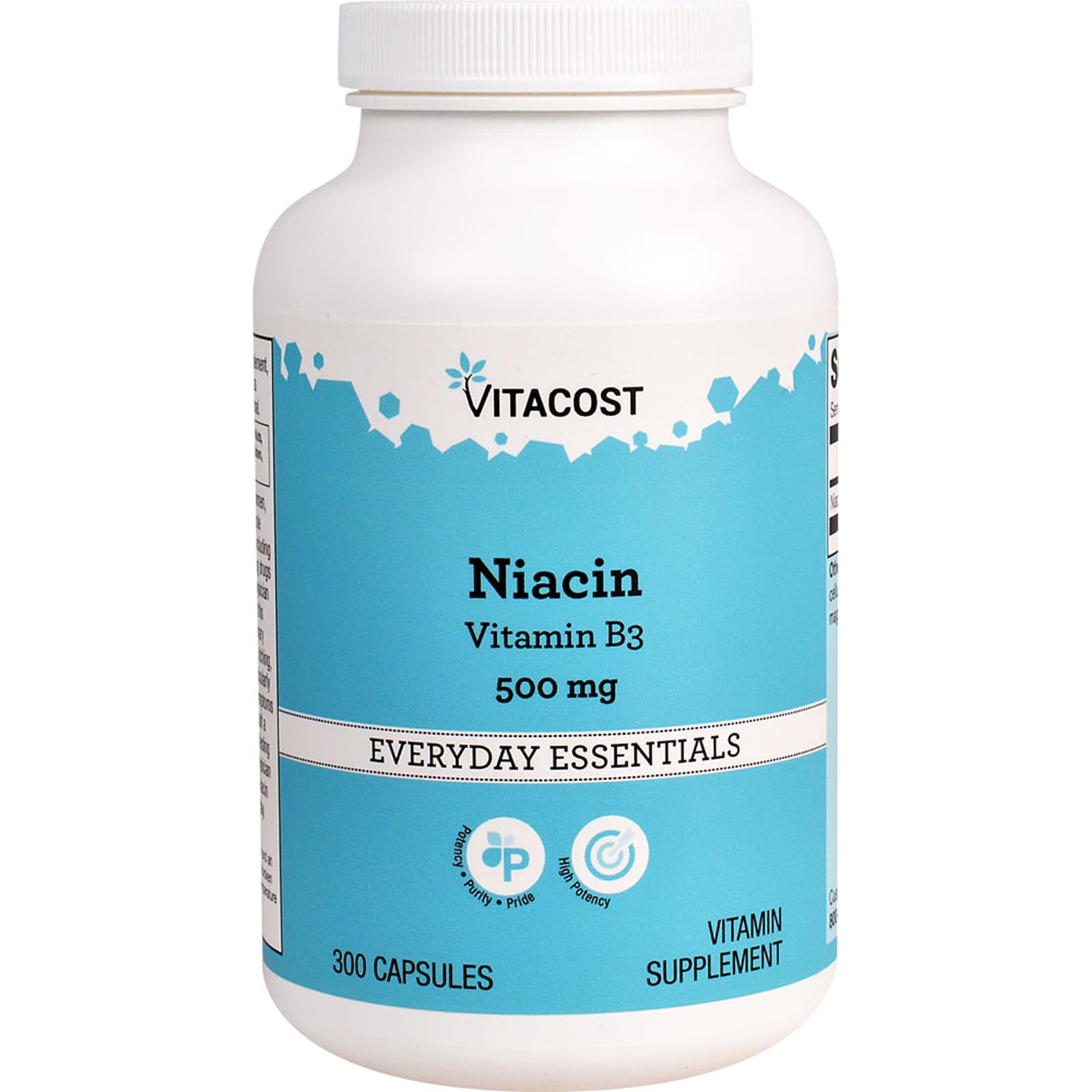 Vitacost Niacina de 500 mg en cápsulas, fácil de tragar para energía diaria y metabolismo